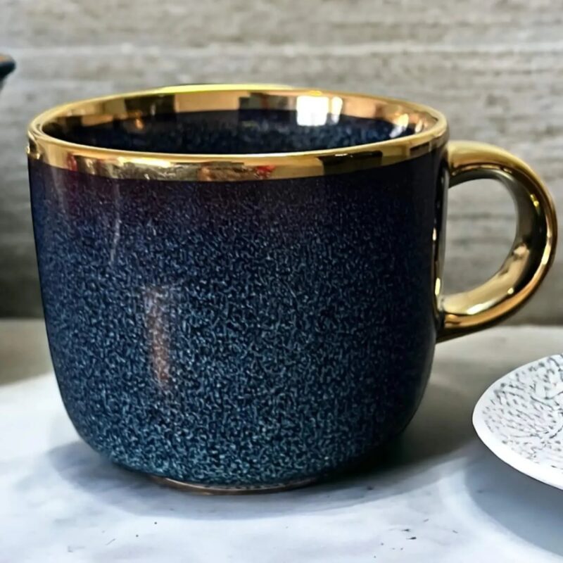 Indian Blue Cups with Gold Edges - ZKG Homeware