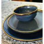 Indian Blue Dinnerset with Gold Edges
