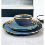 Indian Blue Dinnerset with Gold Edges