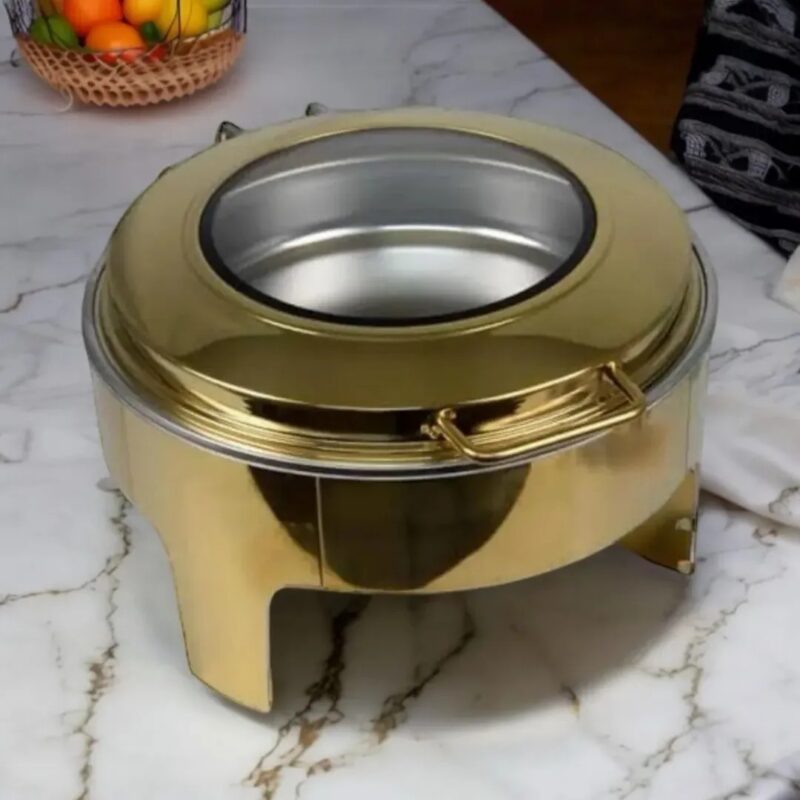 Round Flat Chaffing Dish with Window