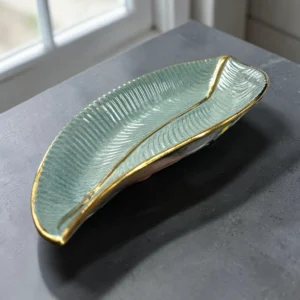 ZKG The Sage Wave Gold- Rimmed Serving Dish